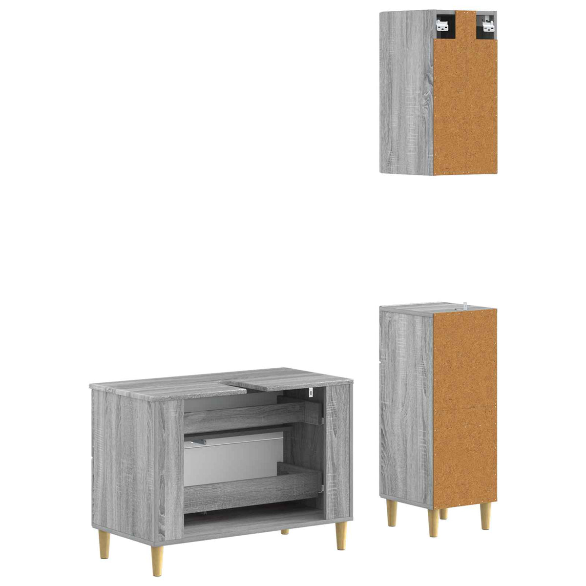 Set di armadietti da bagno in 3 pezzi ARNHEM Sonoma grigio