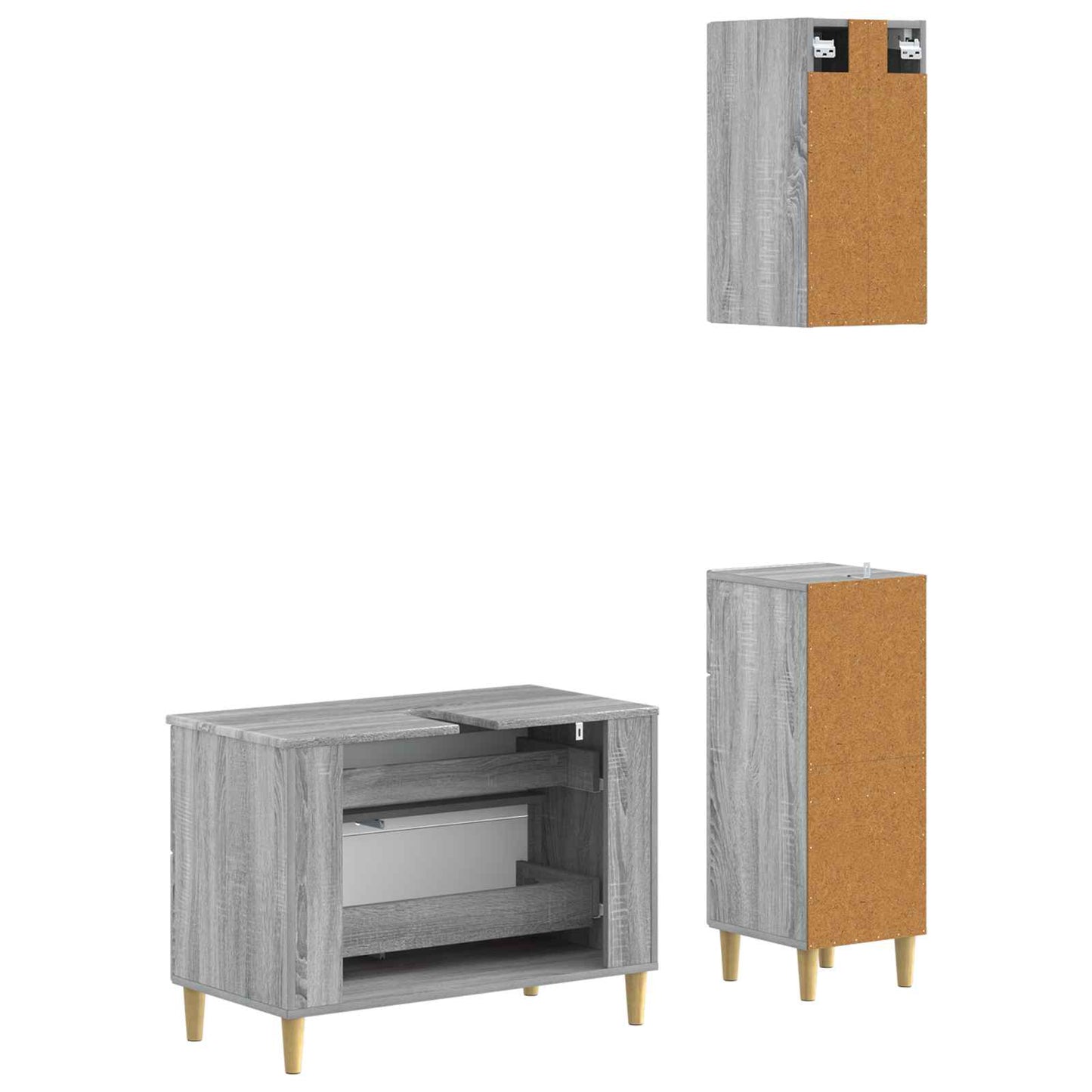 Set di armadietti da bagno in 3 pezzi ARNHEM Sonoma grigio