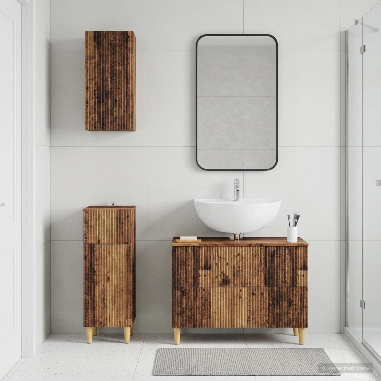 Set di armadietti da bagno in 3 pezzi ARNHEM Legno antico