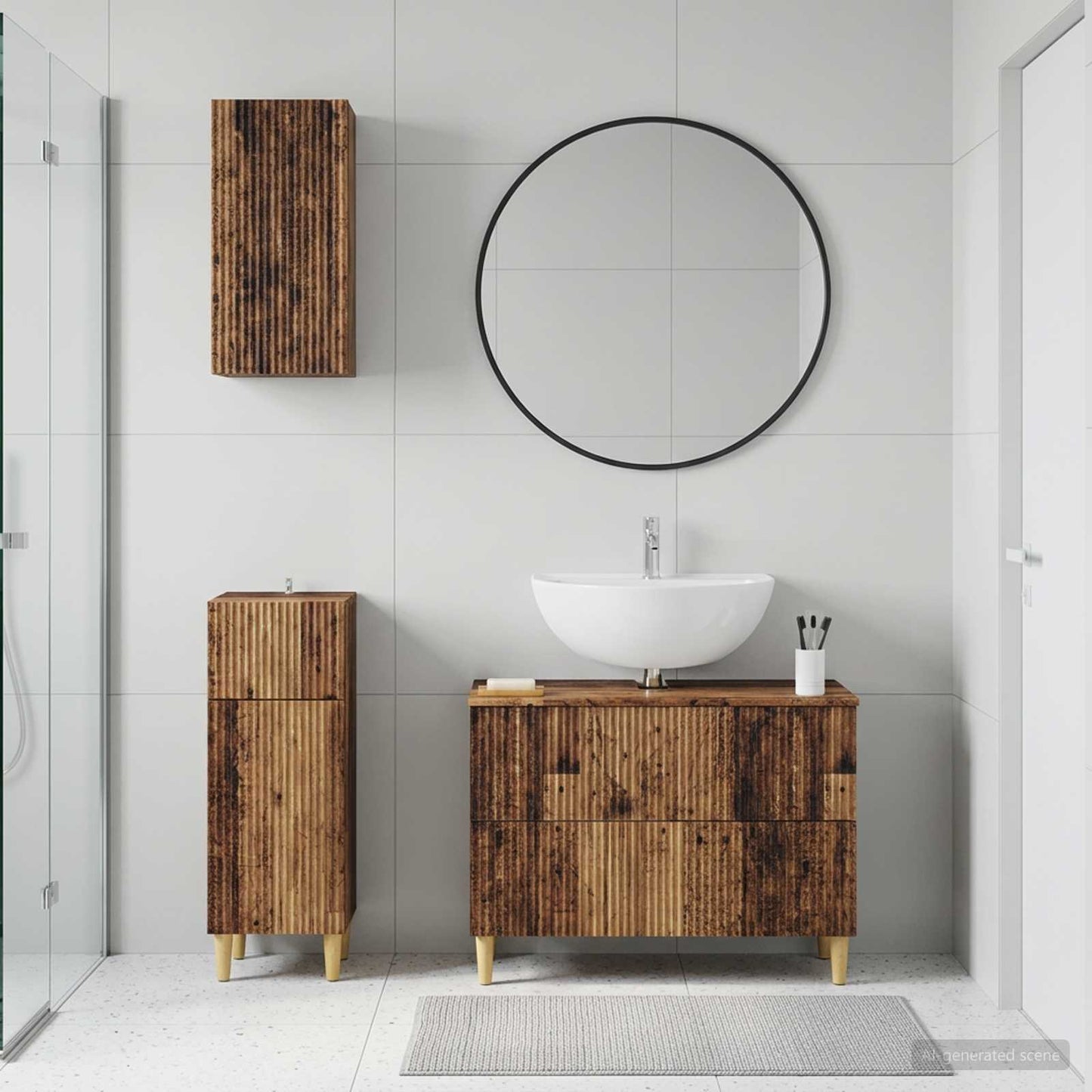 Set di armadietti da bagno in 3 pezzi ARNHEM Legno antico