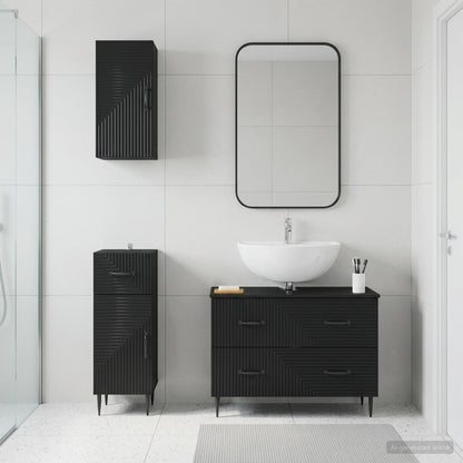 Set di armadietti da bagno in 3 pezzi HAARLEM Nero