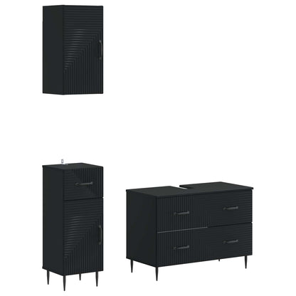 Set di armadietti da bagno in 3 pezzi HAARLEM Nero