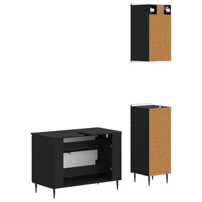 Set di armadietti da bagno in 3 pezzi HAARLEM Nero