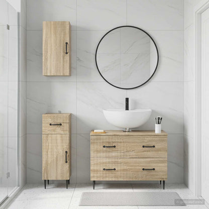Set di armadietti da bagno in 3 pezzi HAARLEM Rovere Sonoma