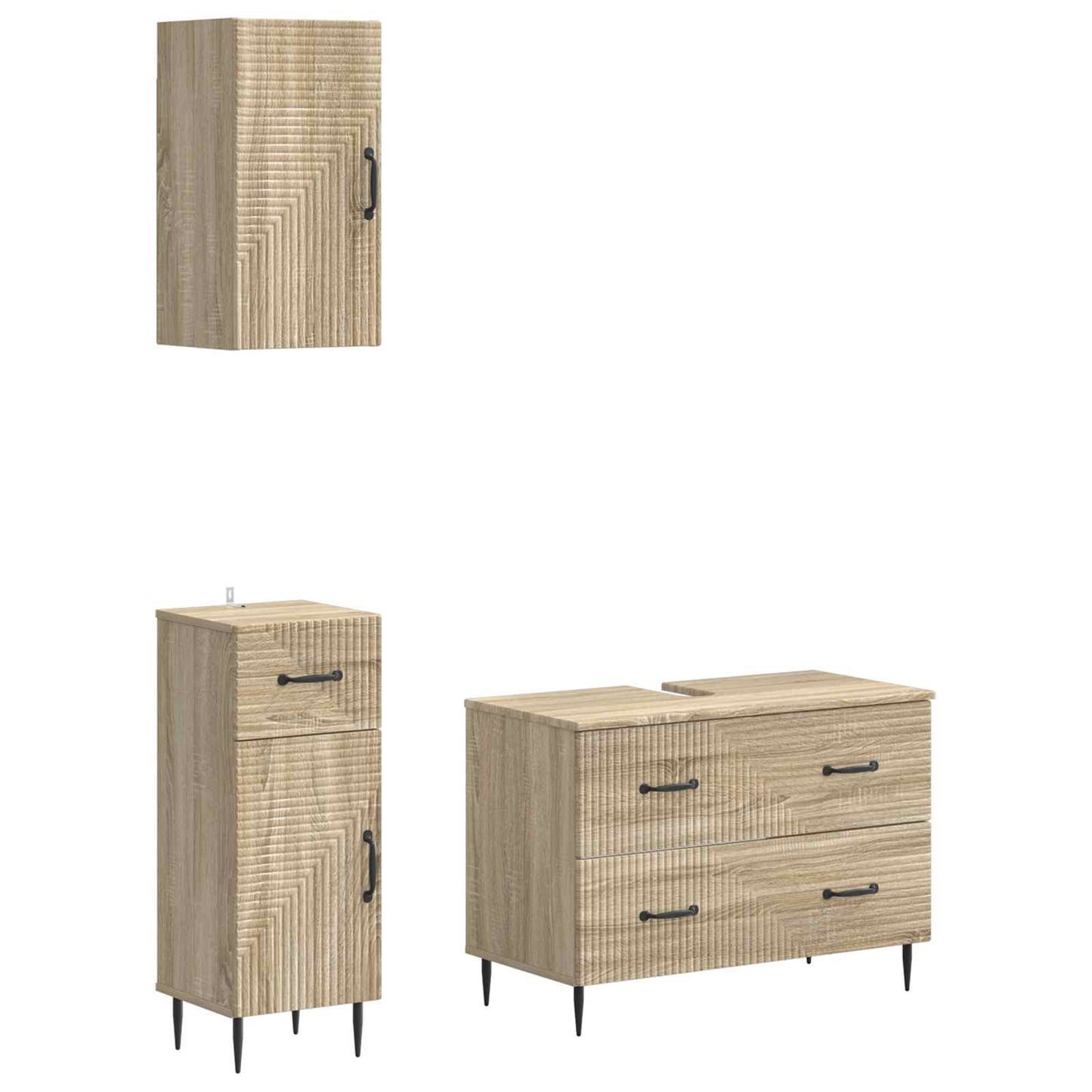 Set di armadietti da bagno in 3 pezzi HAARLEM Rovere Sonoma