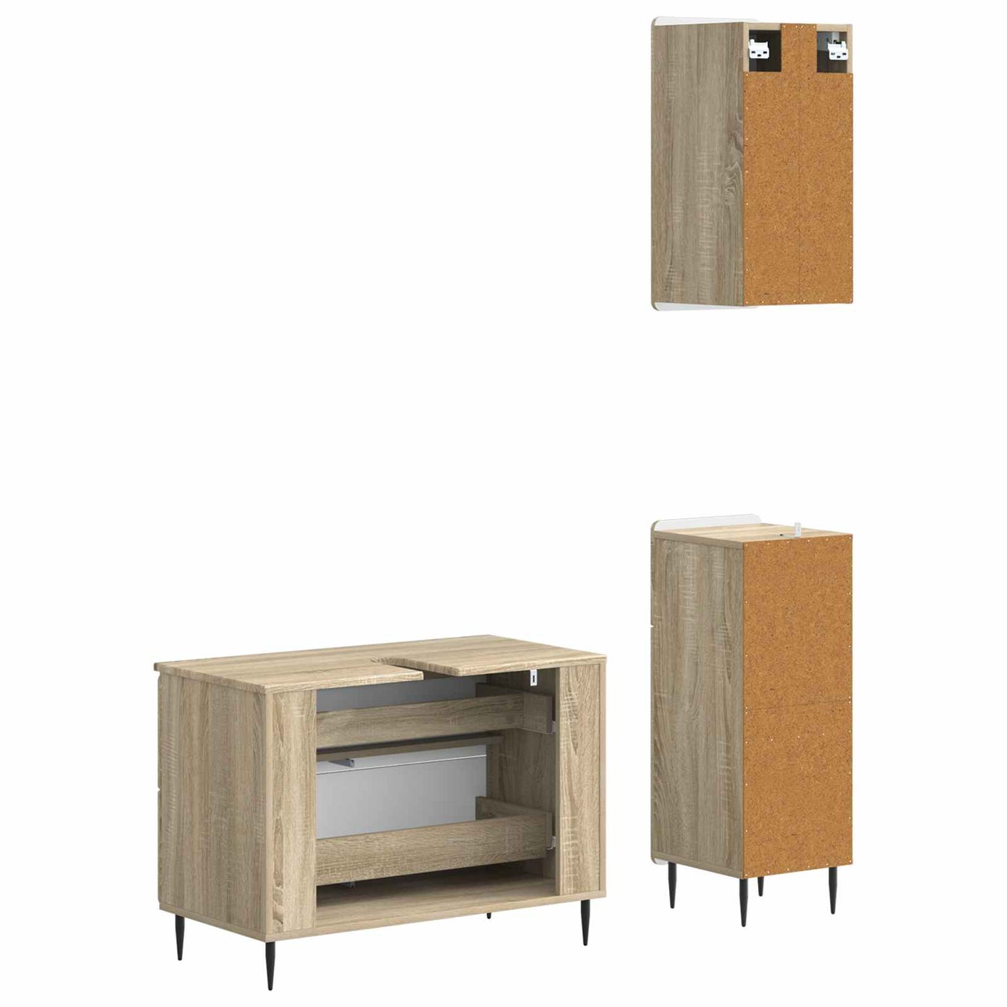 Set di armadietti da bagno in 3 pezzi HAARLEM Rovere Sonoma