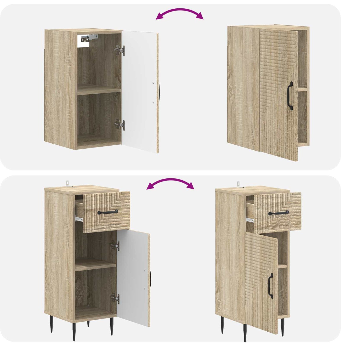 Set di armadietti da bagno in 3 pezzi HAARLEM Rovere Sonoma