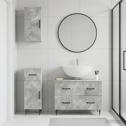 Set di armadietti da bagno in 3 pezzi HAARLEM Grigio Cemento