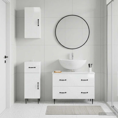 Set di armadietti da bagno in 3 pezzi HAARLEM Bianco Lucido