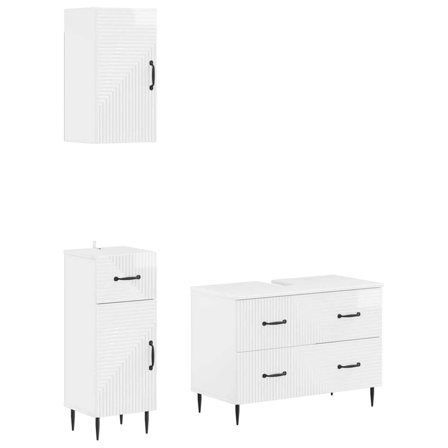 Set di armadietti da bagno in 3 pezzi HAARLEM Bianco Lucido