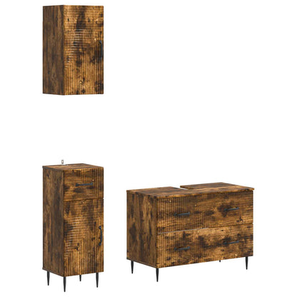 Set di armadietti da bagno in 3 pezzi HAARLEM Rovere Fumo