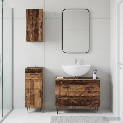 Set di armadietti da bagno in 3 pezzi HAARLEM Legno antico