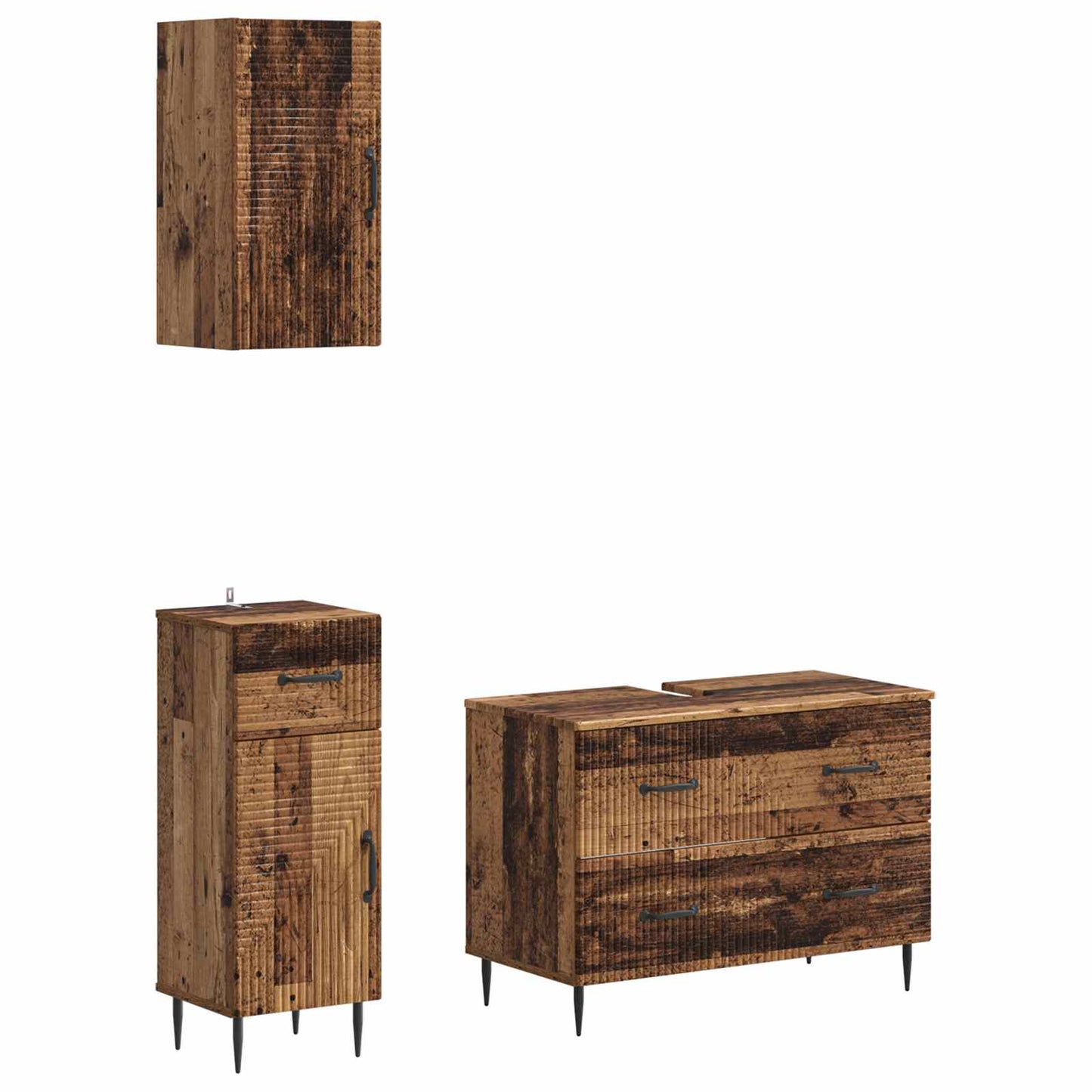 Set di armadietti da bagno in 3 pezzi HAARLEM Legno antico
