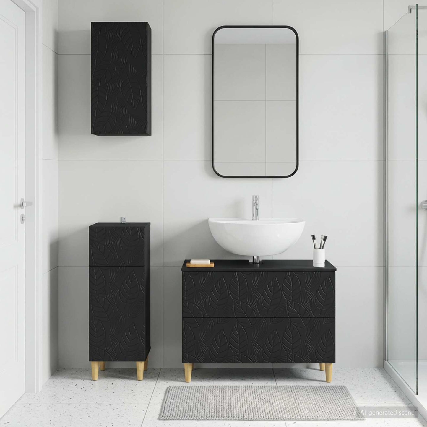 Set di armadietti da bagno in 3 pezzi DELFT Nero