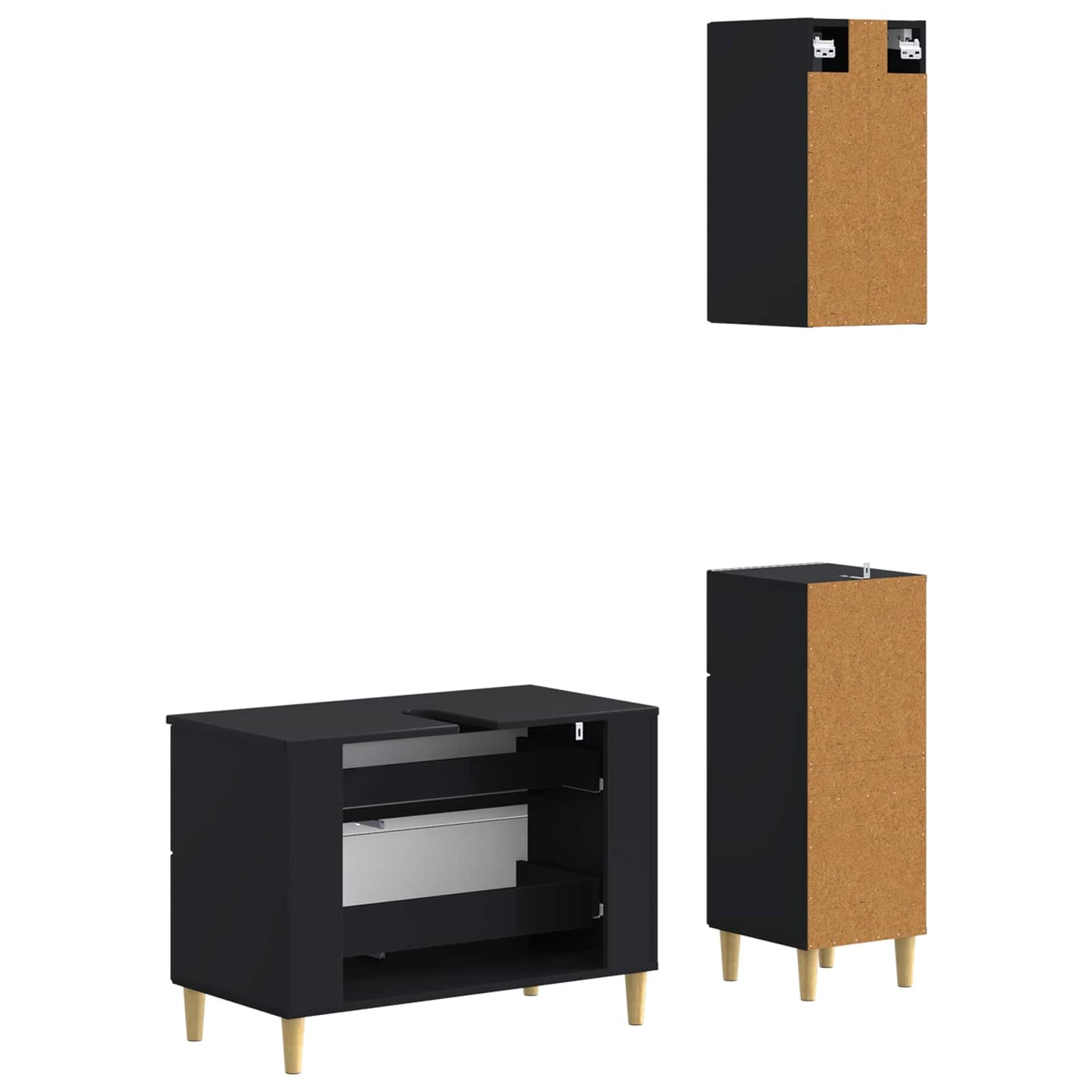 Set di armadietti da bagno in 3 pezzi DELFT Nero