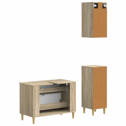 Set di armadietti da bagno in 3 pezzi DELFT Rovere Sonoma