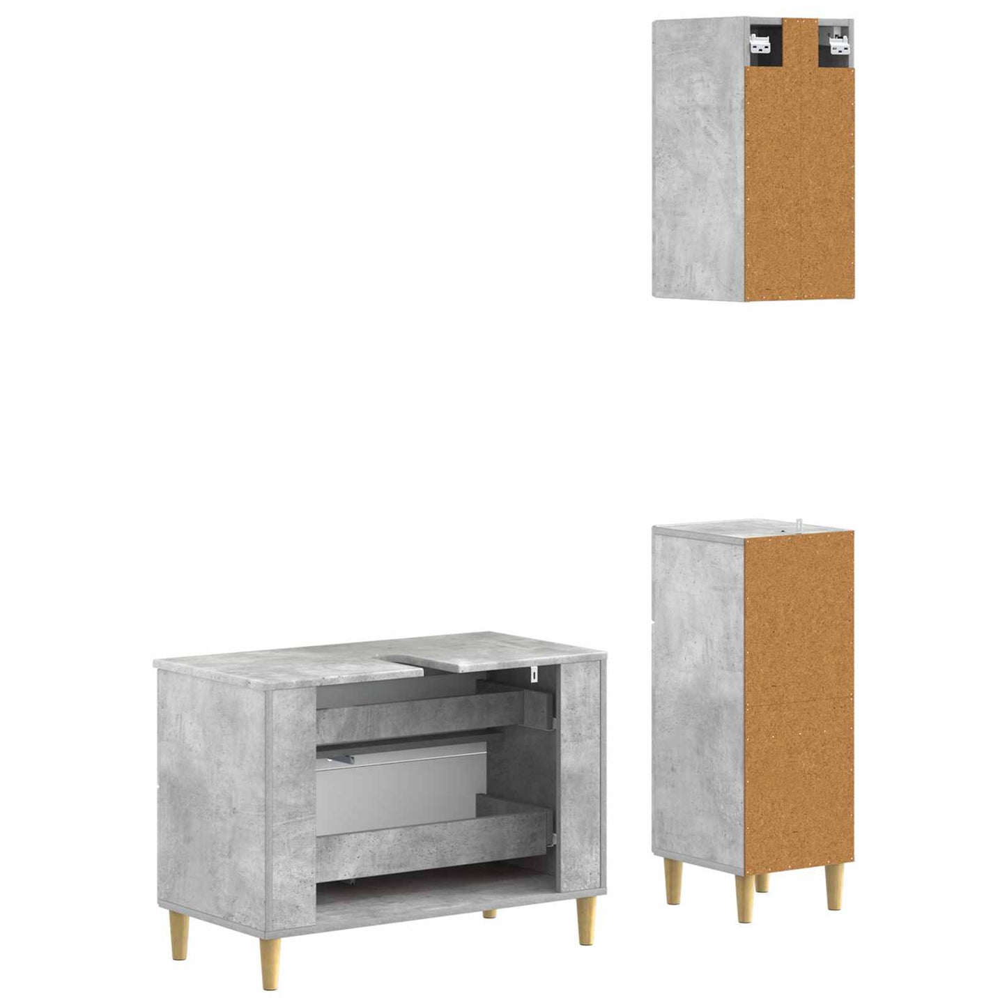 Set di armadietti da bagno in 3 pezzi DELFT Grigio Cemento