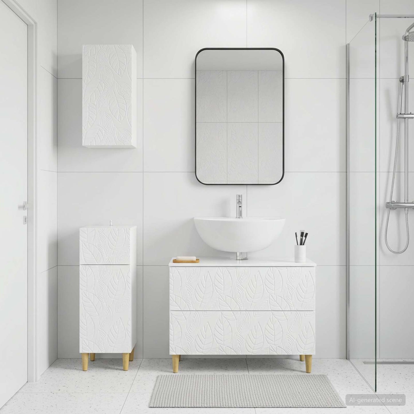 Set di armadietti da bagno in 3 pezzi DELFT Bianco Lucido