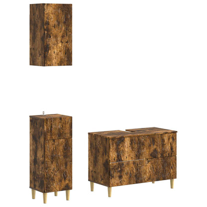 Set di armadietti da bagno in 3 pezzi DELFT Rovere Fumo