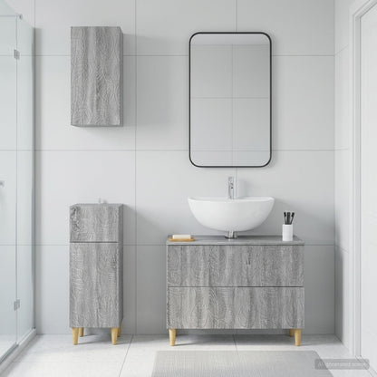 Set di armadietti da bagno in 3 pezzi DELFT Sonoma grigio