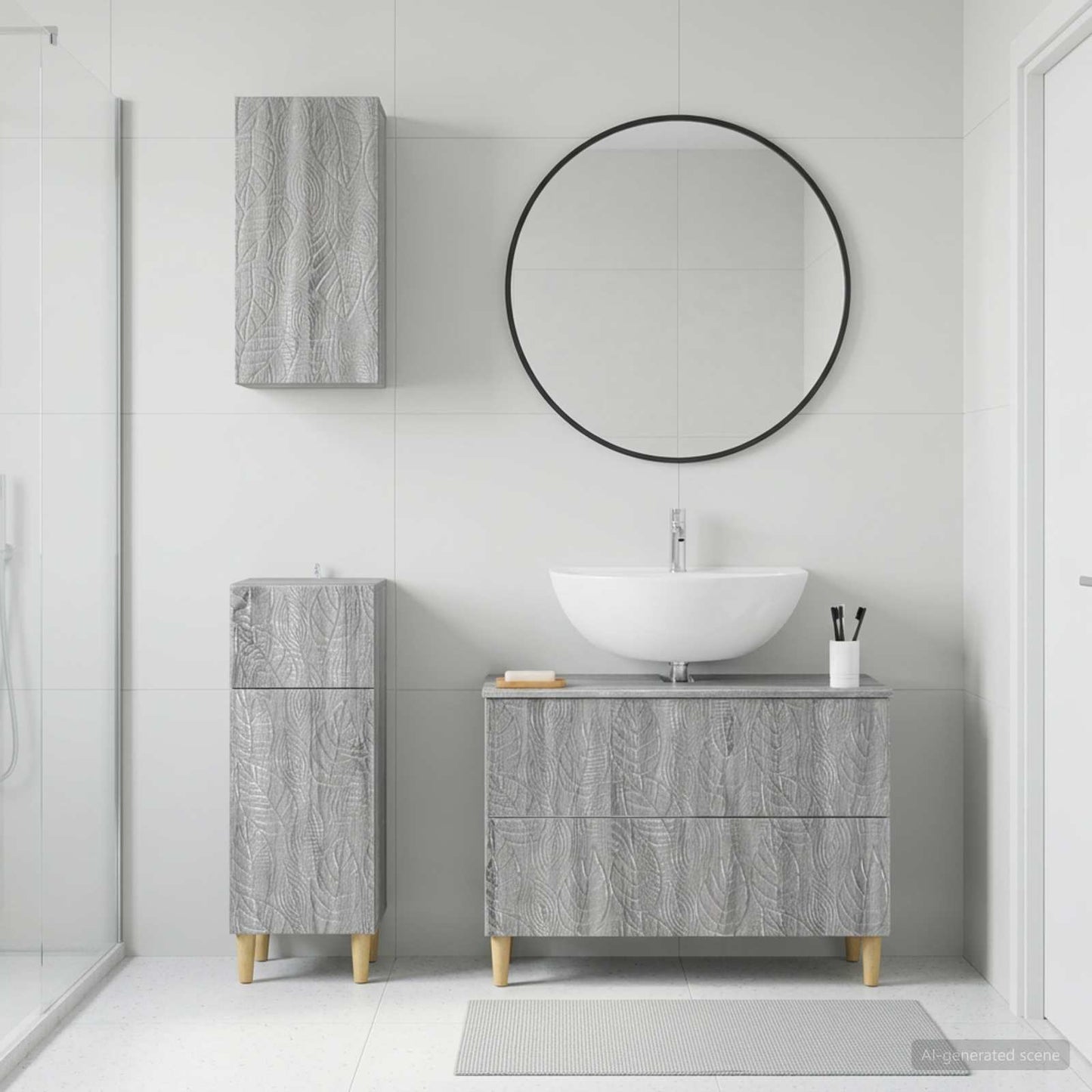 Set di armadietti da bagno in 3 pezzi DELFT Sonoma grigio