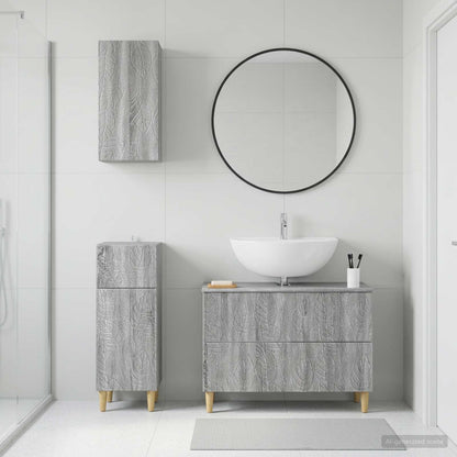 Set di armadietti da bagno in 3 pezzi DELFT Sonoma grigio