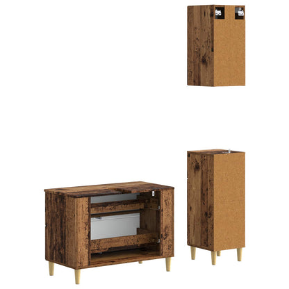 Set di armadietti da bagno in 3 pezzi DELFT Legno antico