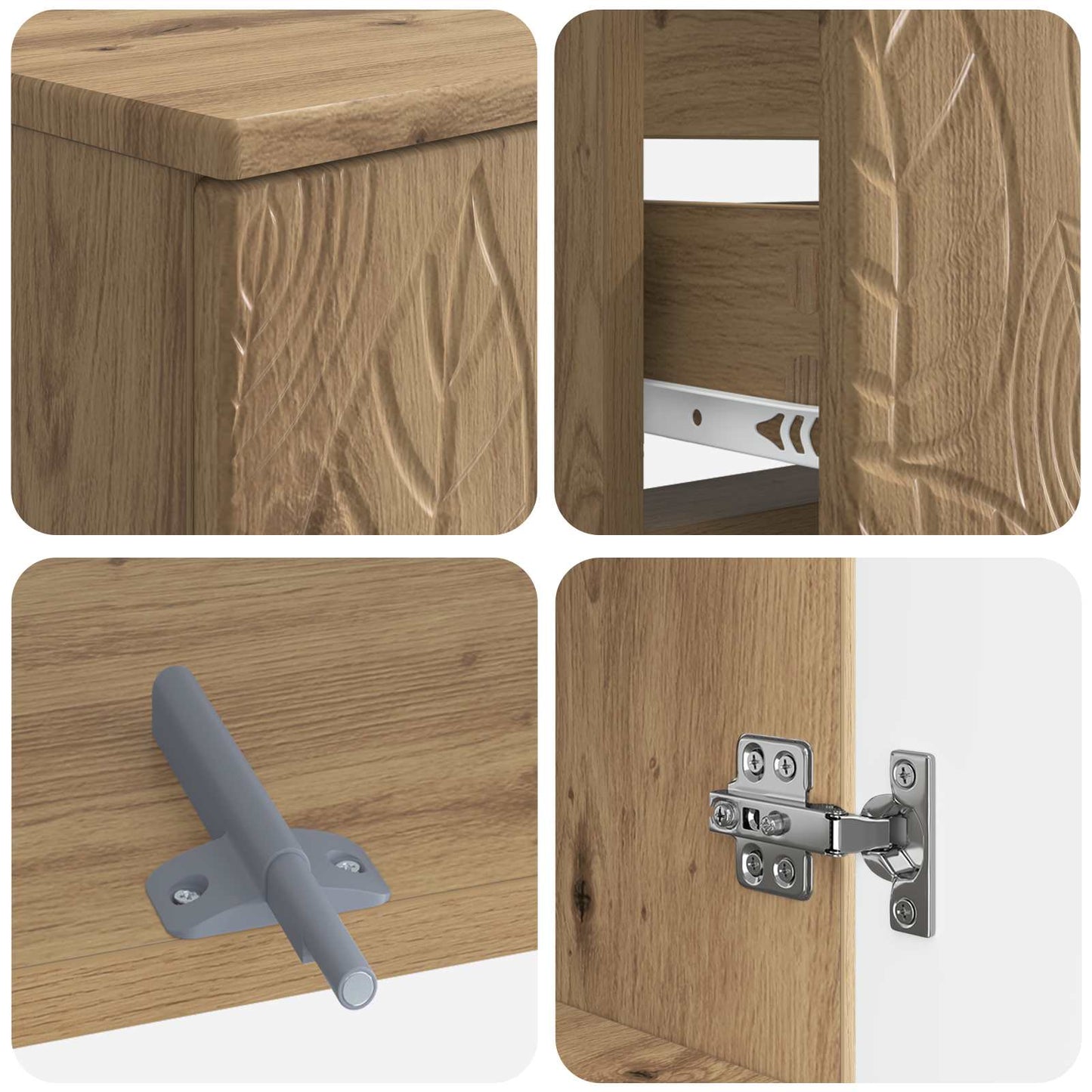 Set di armadietti da bagno in 3 pezzi DELFT Rovere Artigianale