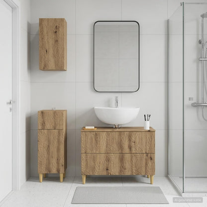 Set di armadietti da bagno in 3 pezzi DELFT Rovere Artigianale