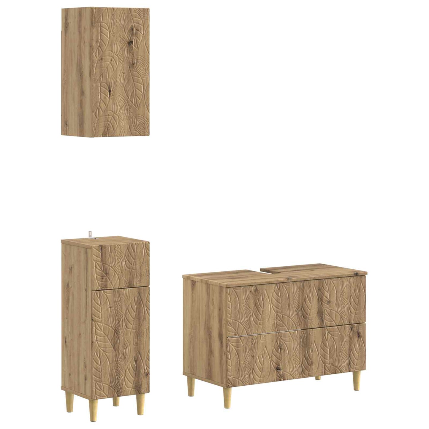 Set di armadietti da bagno in 3 pezzi DELFT Rovere Artigianale