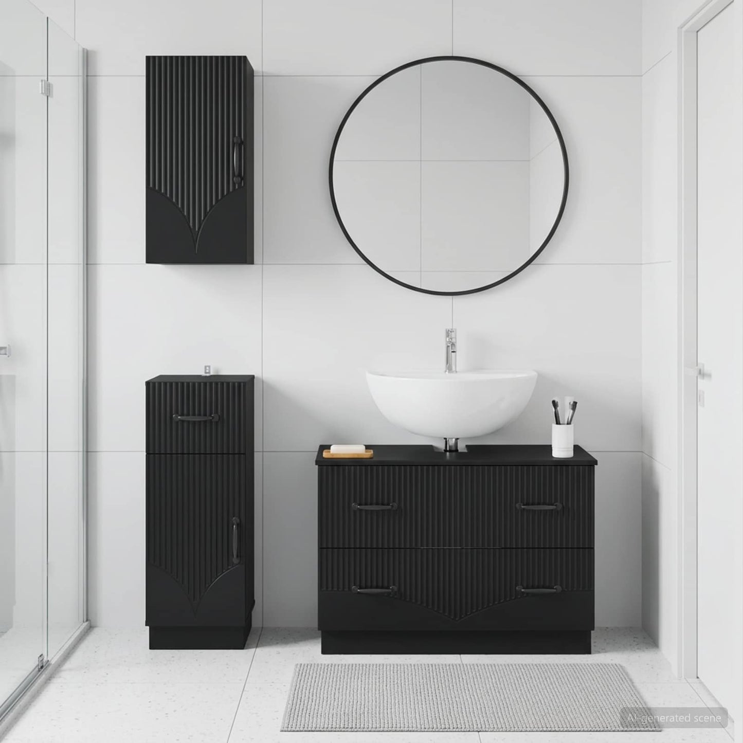 Set di armadietti da bagno in 3 pezzi HOORN Nero