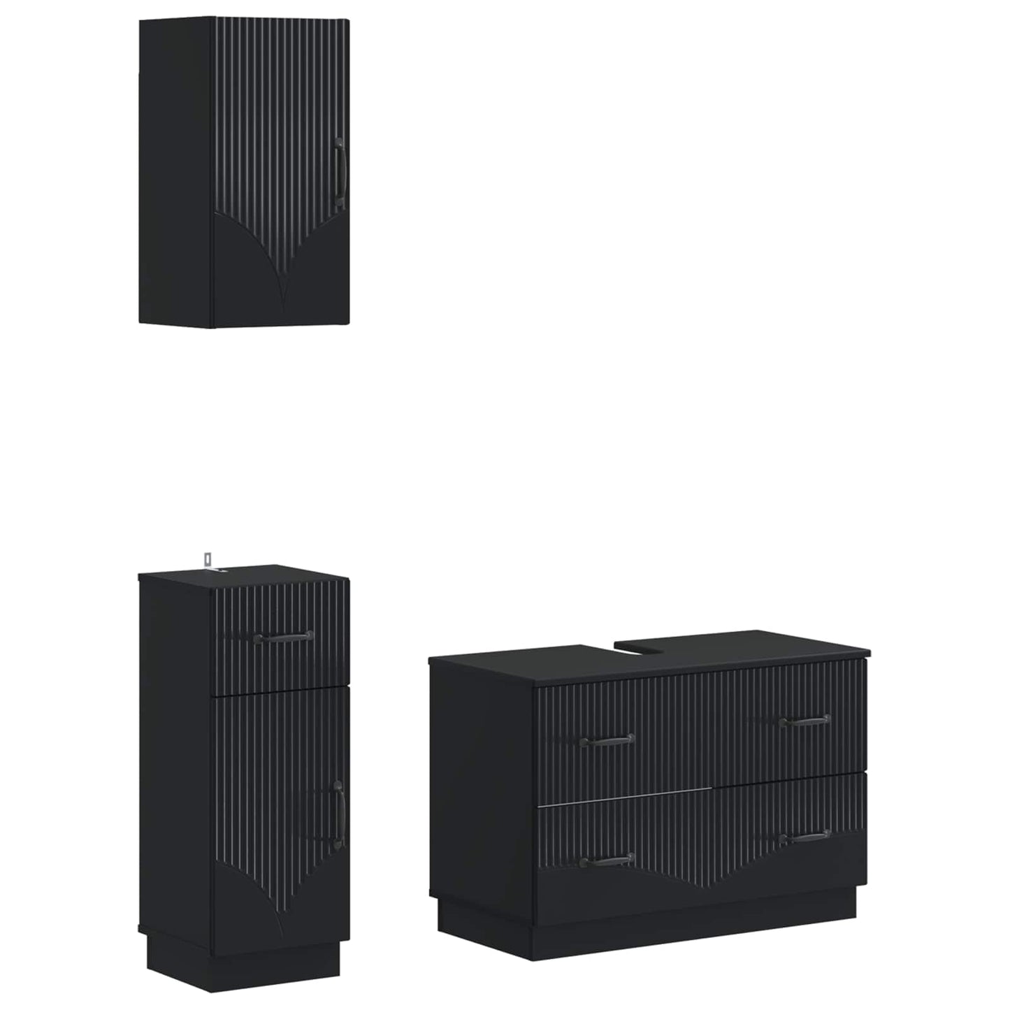Set di armadietti da bagno in 3 pezzi HOORN Nero