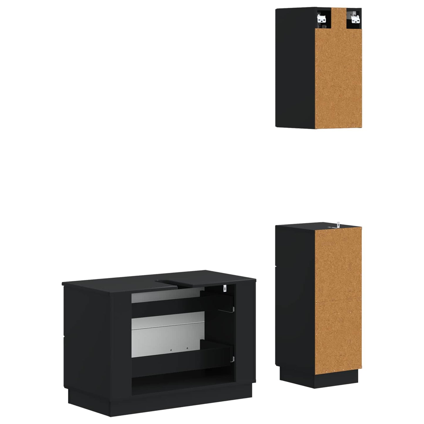 Set di armadietti da bagno in 3 pezzi HOORN Nero