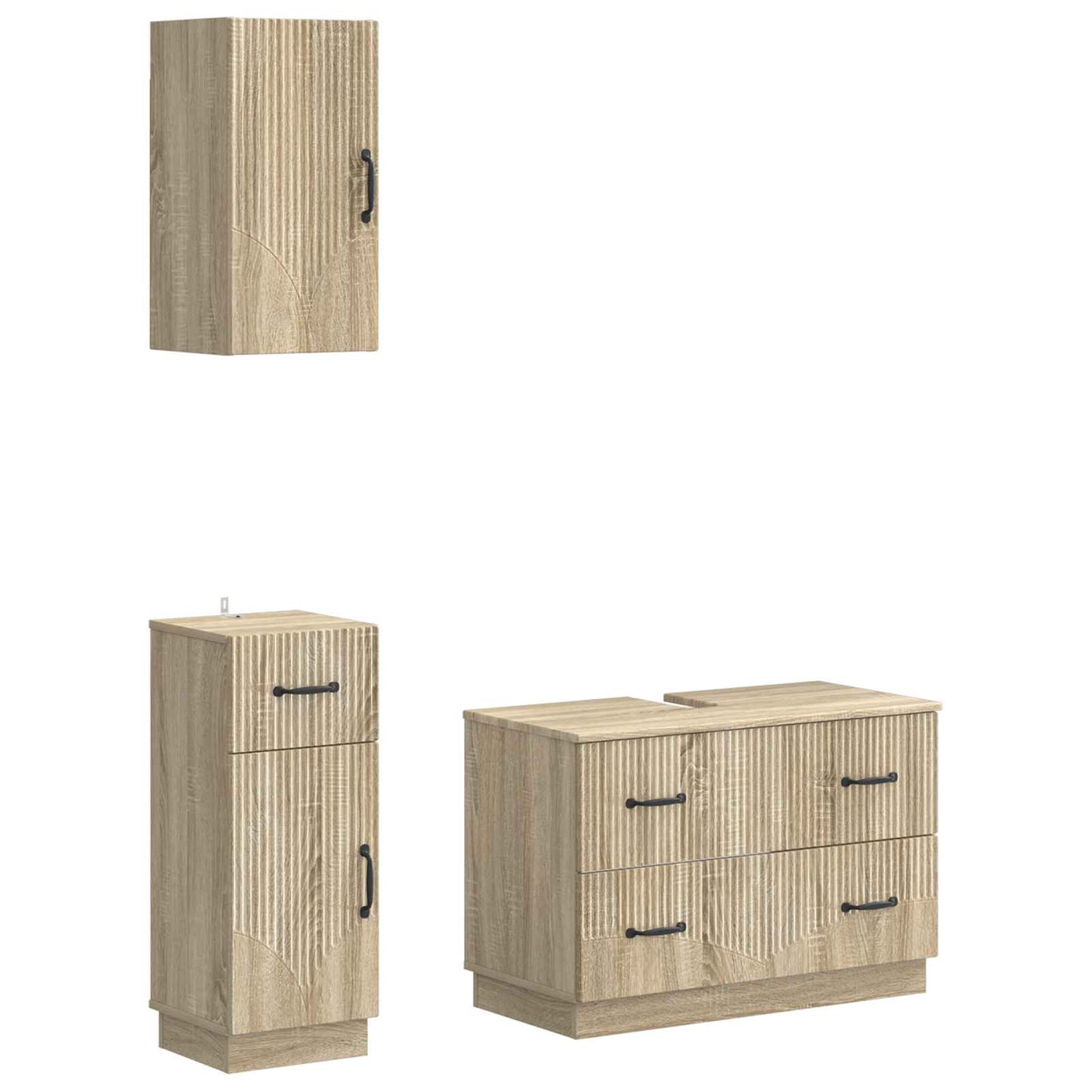 Set di armadietti da bagno in 3 pezzi HOORN Rovere Sonoma