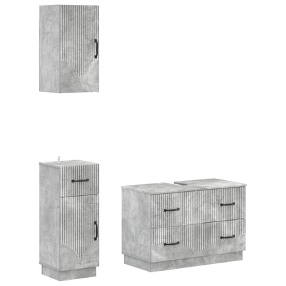 Set di armadietti da bagno in 3 pezzi HOORN Grigio Cemento