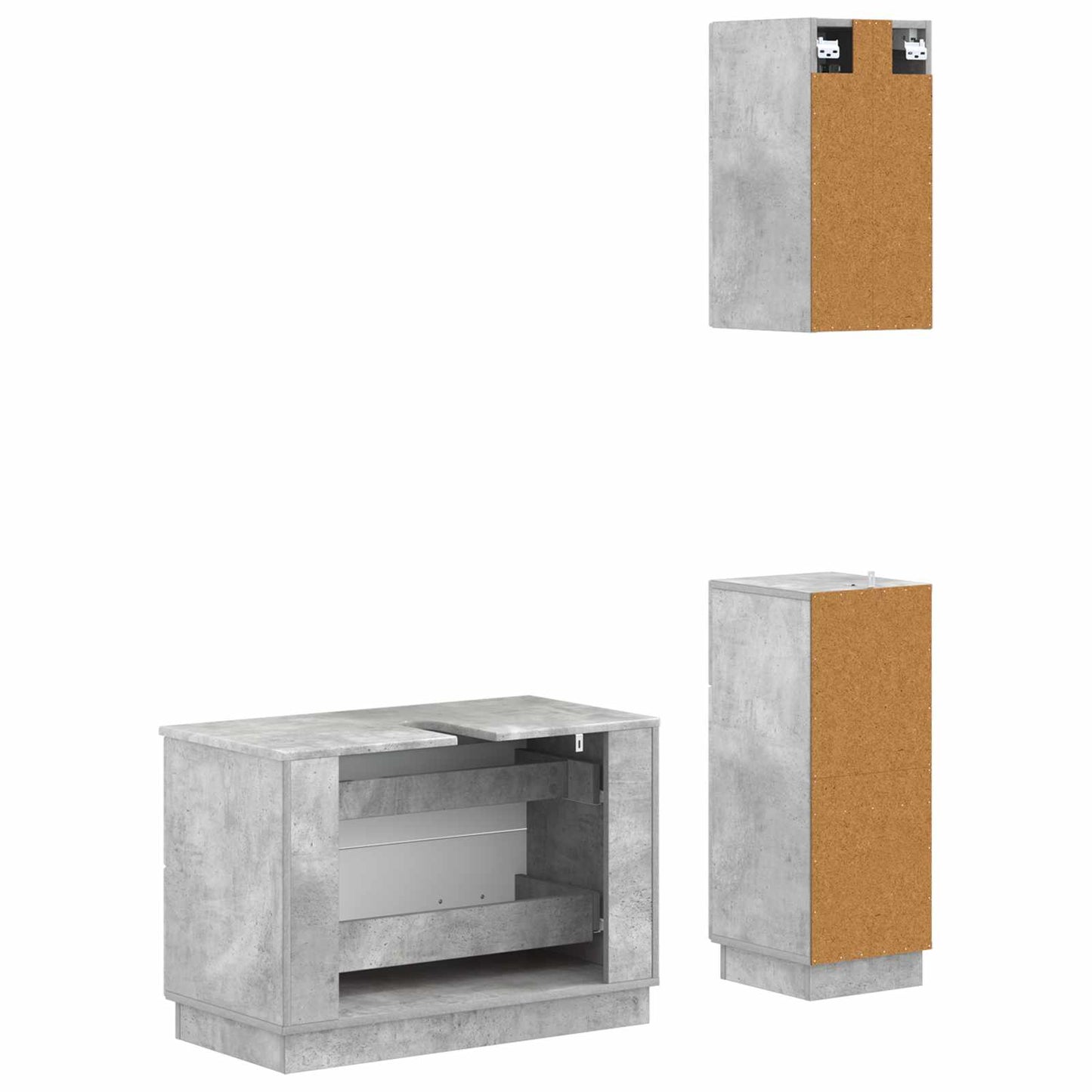 Set di armadietti da bagno in 3 pezzi HOORN Grigio Cemento
