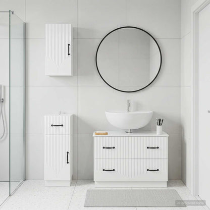 Set di armadietti da bagno in 3 pezzi HOORN Bianco Lucido