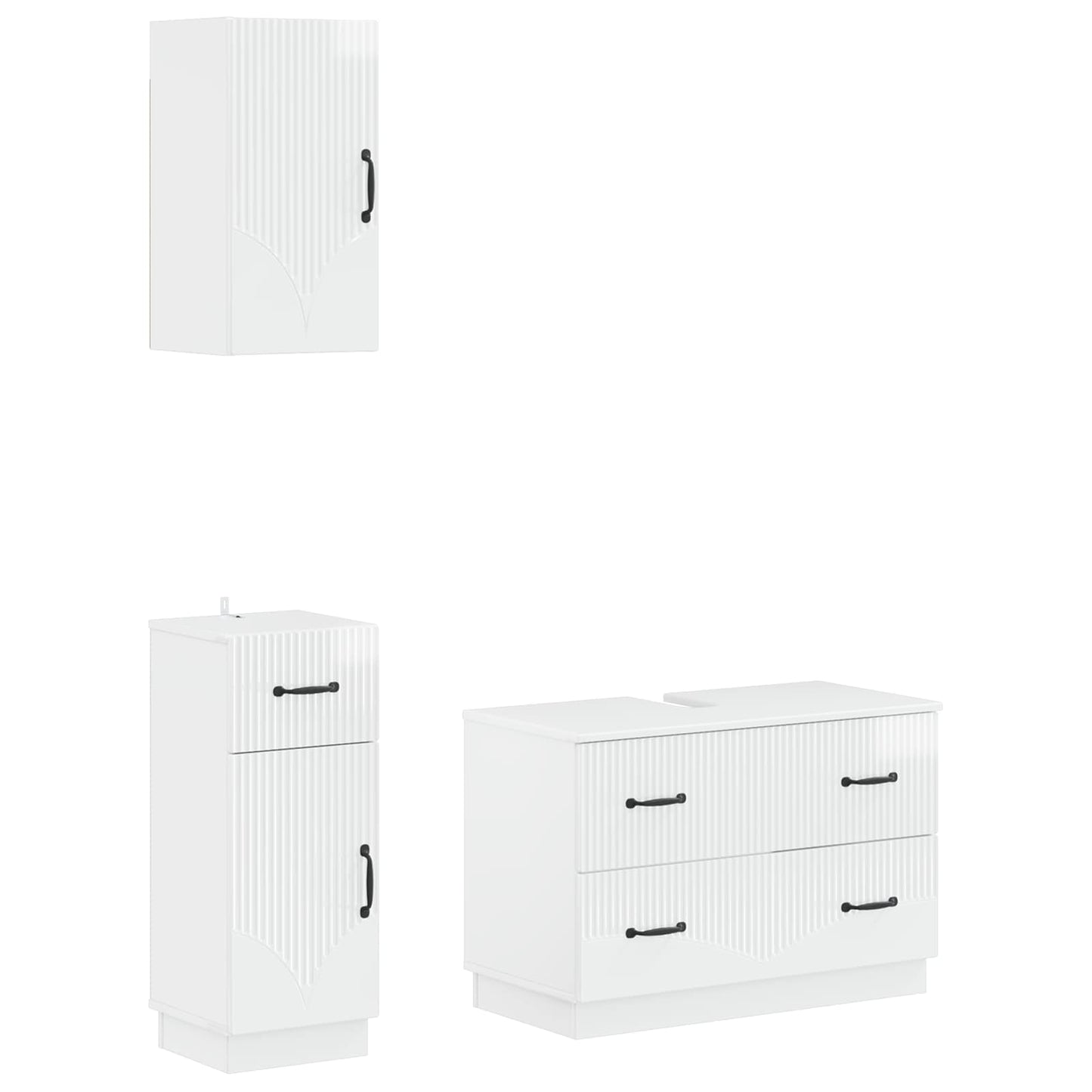 Set di armadietti da bagno in 3 pezzi HOORN Bianco Lucido