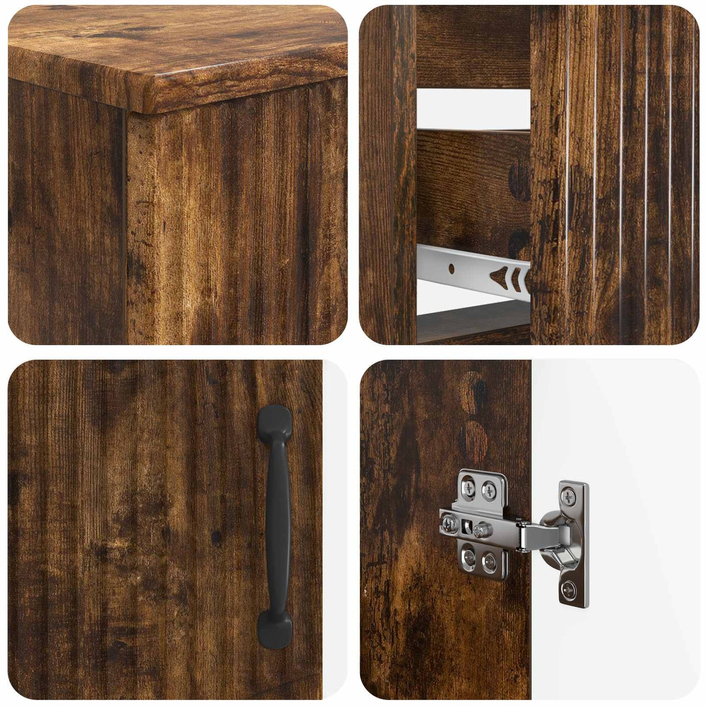 Set di armadietti da bagno in 3 pezzi HOORN Rovere Fumo