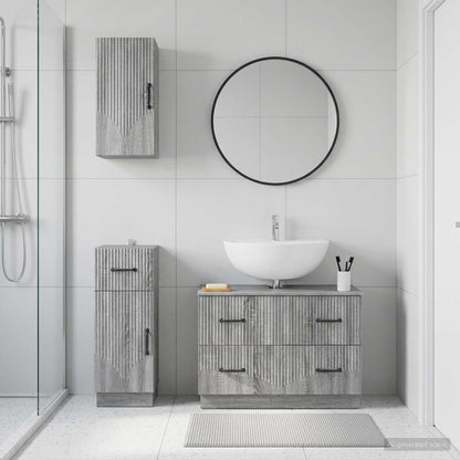 Set di armadietti da bagno in 3 pezzi HOORN Sonoma grigio