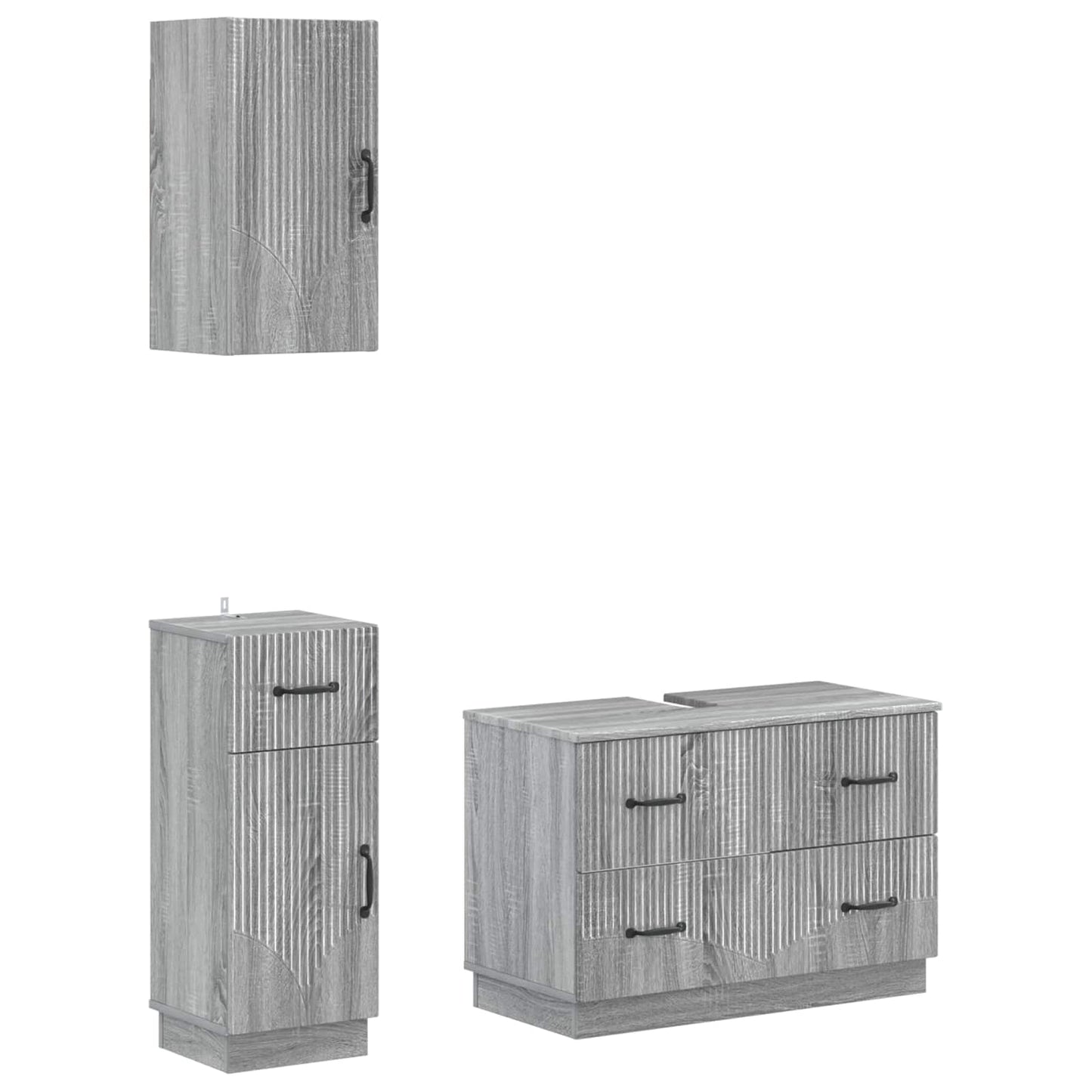Set di armadietti da bagno in 3 pezzi HOORN Sonoma grigio