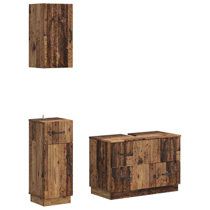 Set di armadietti da bagno in 3 pezzi HOORN Legno antico