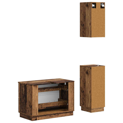 Set di armadietti da bagno in 3 pezzi HOORN Legno antico