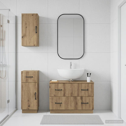 Set di armadietti da bagno in 3 pezzi HOORN Rovere Artigianale