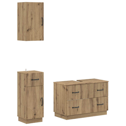 Set di armadietti da bagno in 3 pezzi HOORN Rovere Artigianale