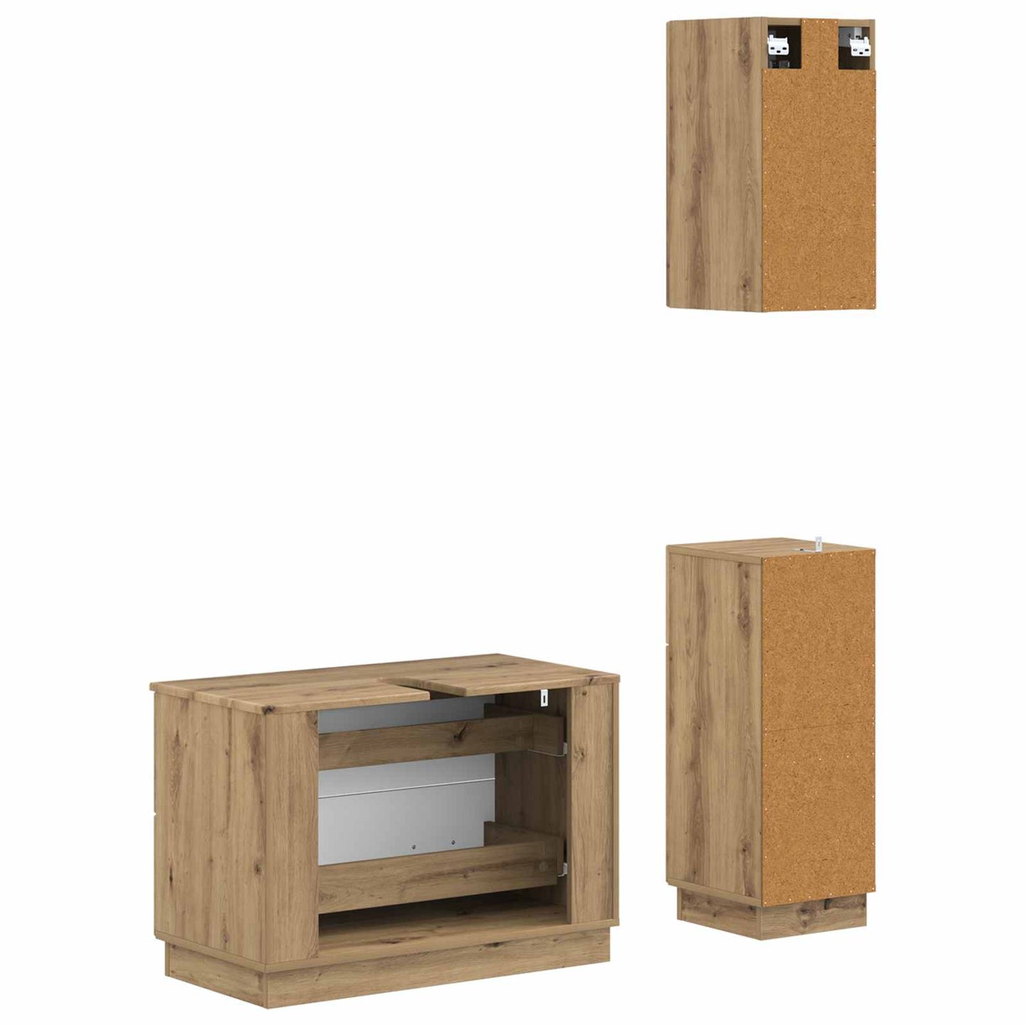 Set di armadietti da bagno in 3 pezzi HOORN Rovere Artigianale