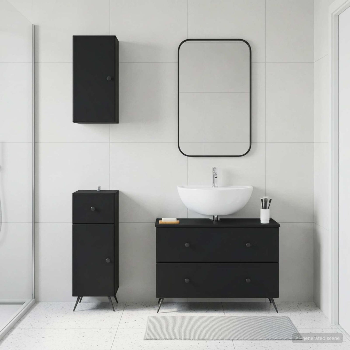 Set di armadietti da bagno in 3 pezzi BREDA Nero