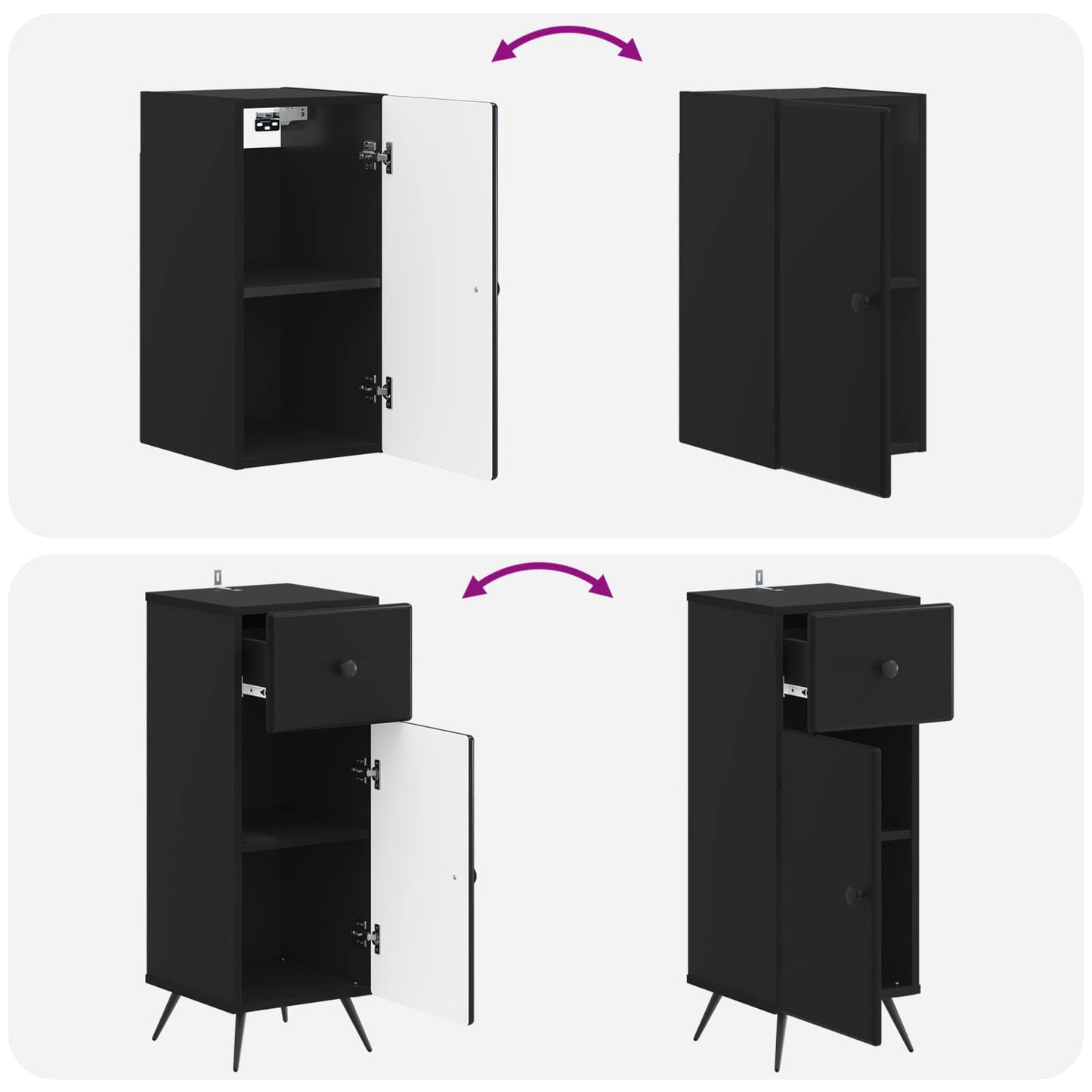 Set di armadietti da bagno in 3 pezzi BREDA Nero