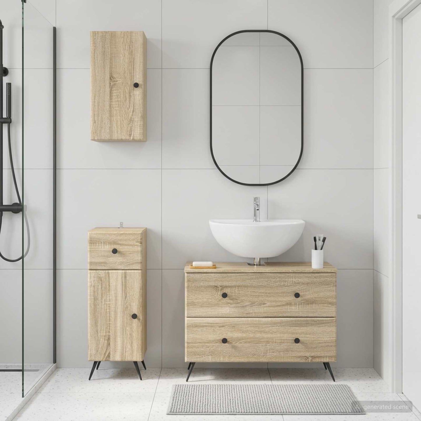 Set di armadietti da bagno in 3 pezzi BREDA Rovere Sonoma