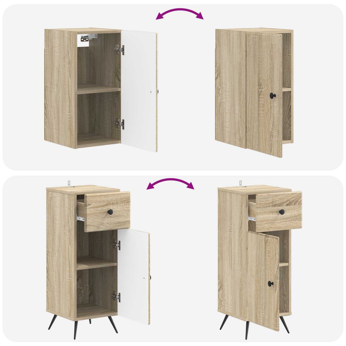 Set di armadietti da bagno in 3 pezzi BREDA Rovere Sonoma